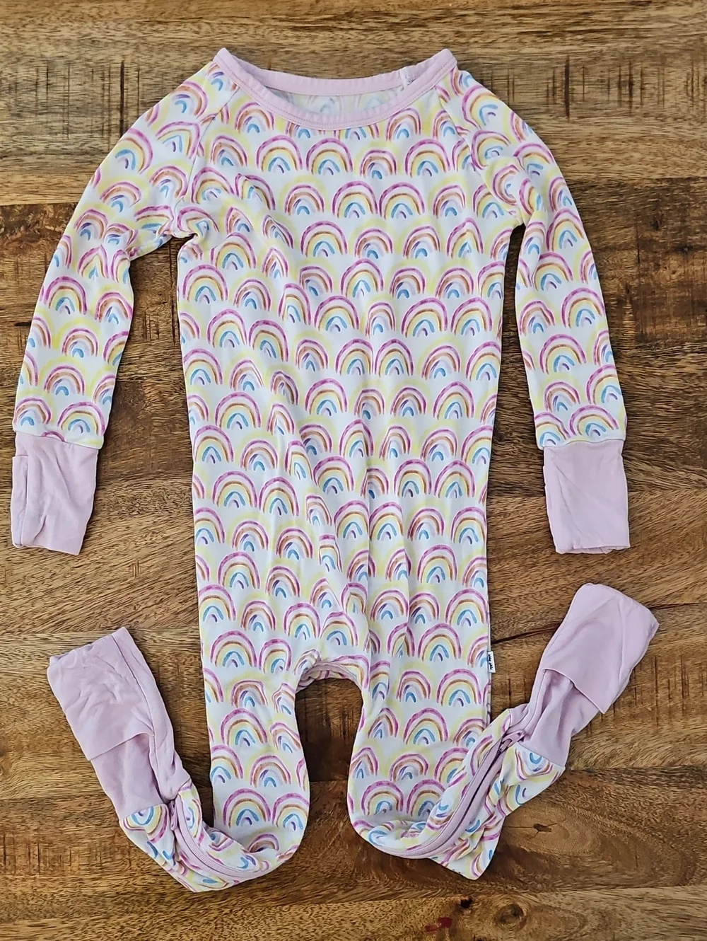 Little Sleepies Pastel Rainbows Bamboo Crescent Zippy 12-18M